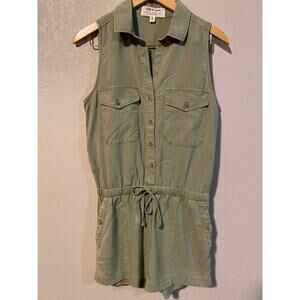 Anthropologie Cloth & Stone sleeveless green utility romper SZ S
